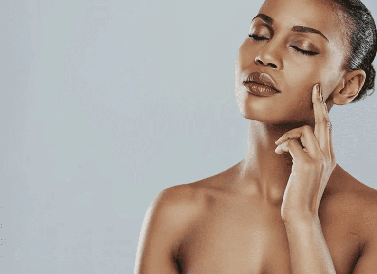 Peaceful expression on woman's face